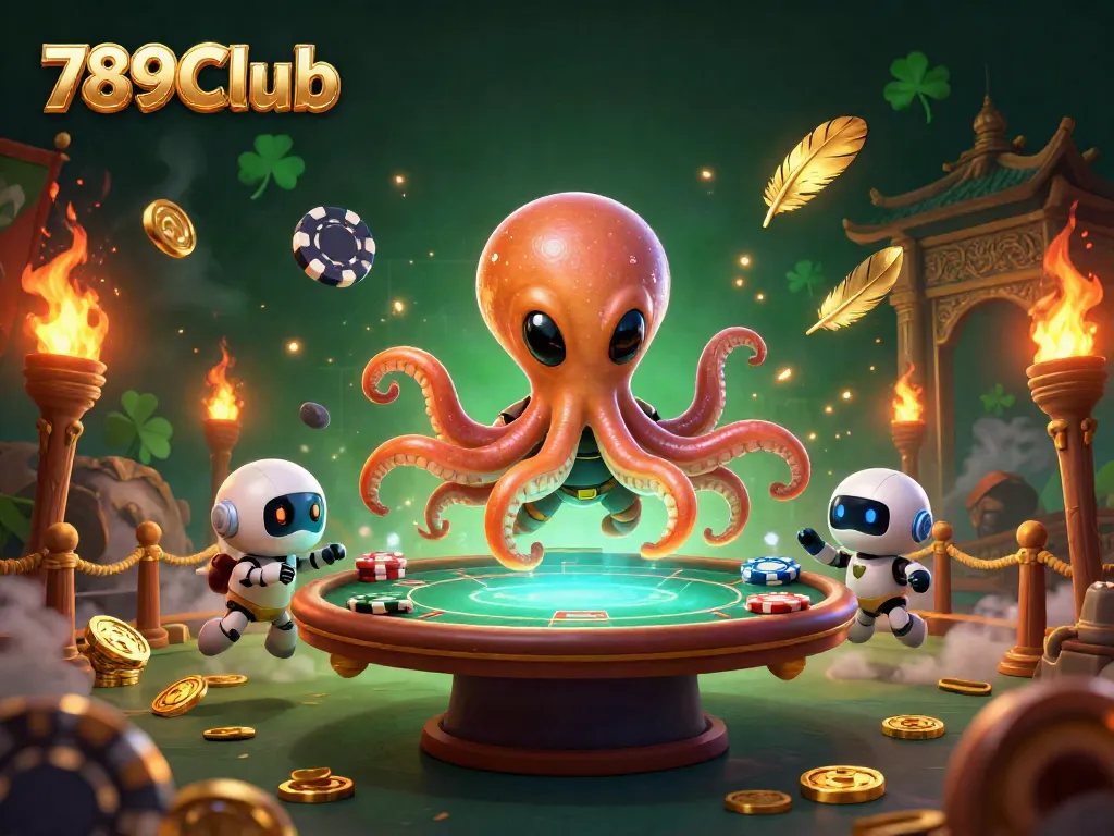 Experience the thrill of 789Club with a vibrant alien poker scene, showcasing dynamic casino elements.