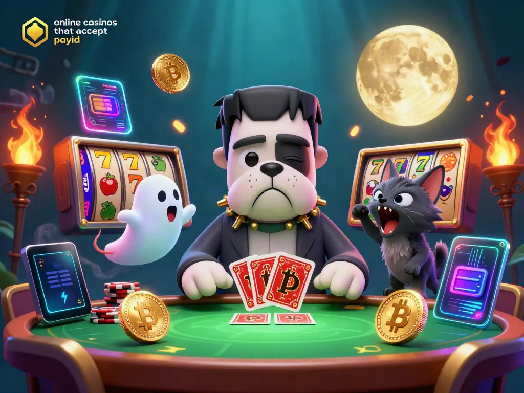 Engage in thrilling action with online casinos that accept payid featuring a vibrant ghostly card game scene.