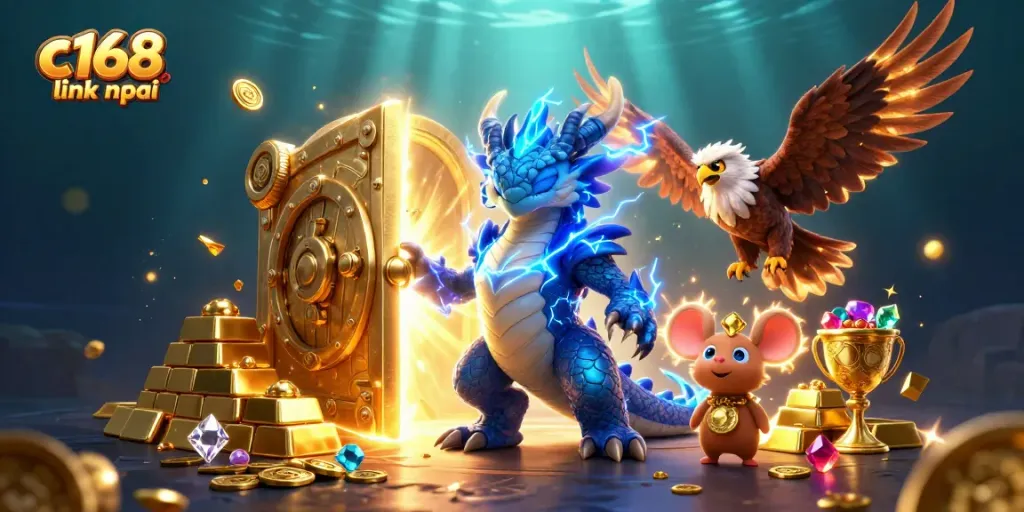 Engage in thrilling play at c168 link mới with vibrant casino scenes full of treasure.