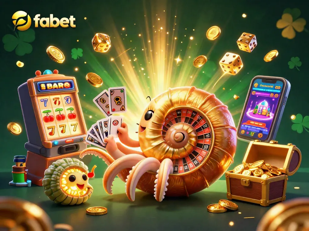 Spin to win at fabet with a vibrant 3D illustration of casino excitement and golden treasures!
