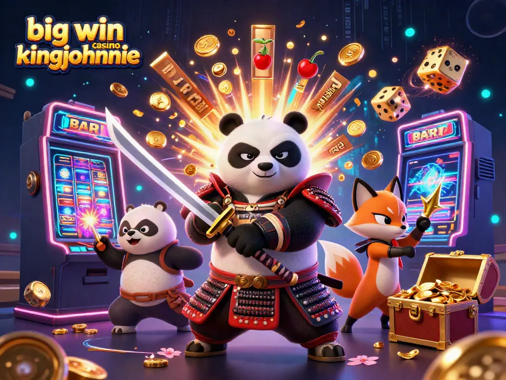 Experience thrill at big win casino kingjohnnie with an energetic scene of jackpot celebration and gaming excitement.