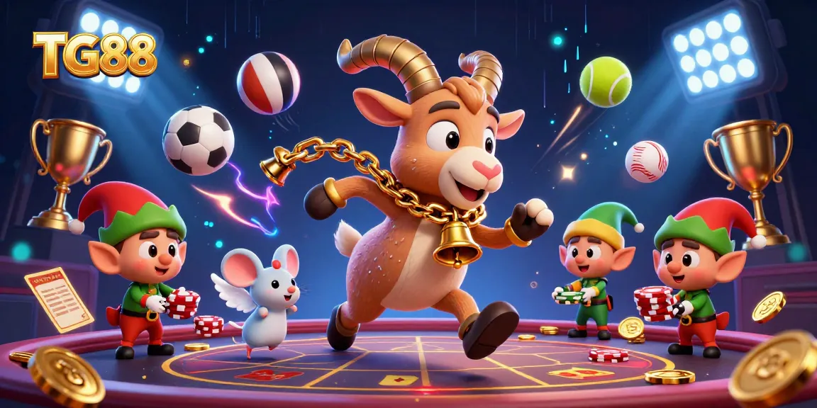 Experience the thrilling casino atmosphere with TG88, featuring a festive Krampus, angel mouse, and mischievous elves.